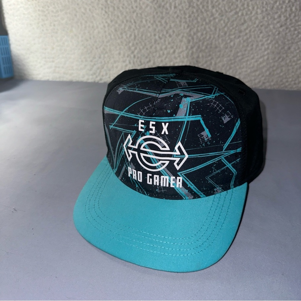 ESX PRO GAMER LOGO HAT Youth Esports Cap Adjustable Snapback Black Teal ESX360
